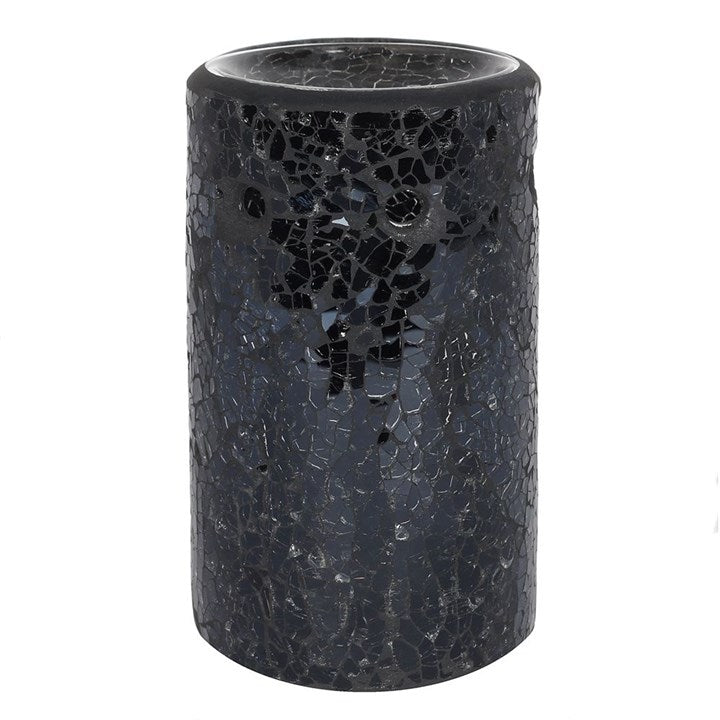Black Crackle Glass Pillar Wax & Oil Burner