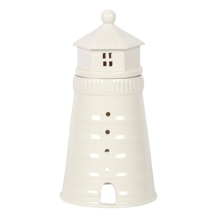 White Lighthouse Oil Burner Ceramic Tall Design