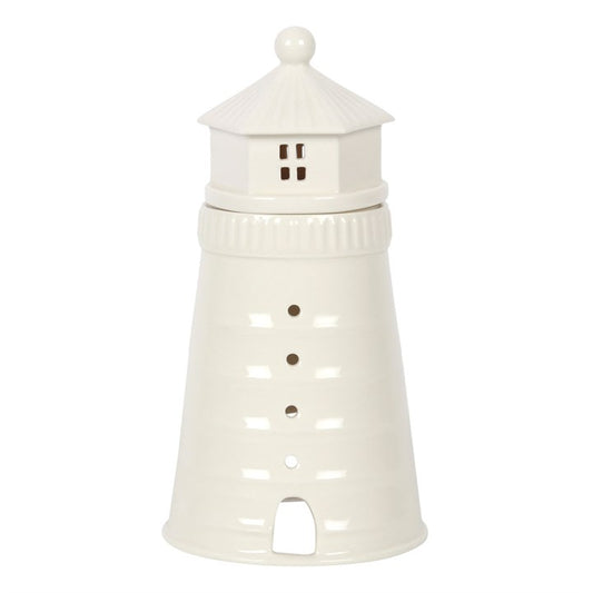 White Lighthouse Oil Burner Ceramic Tall Design