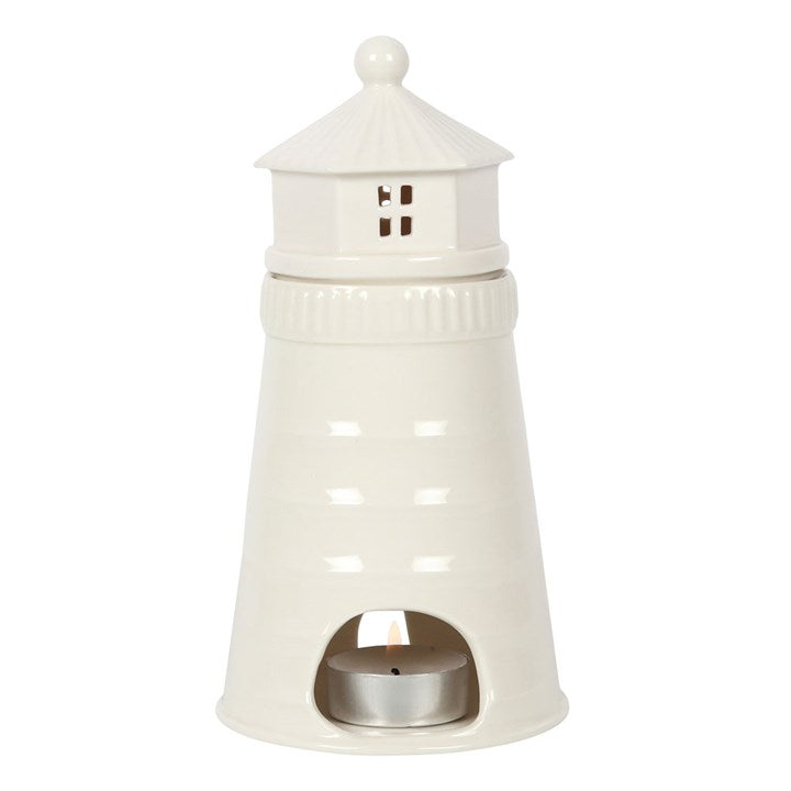 White Lighthouse Oil Burner Ceramic Tall Design