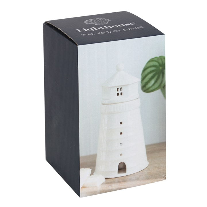 White Lighthouse Oil Burner Ceramic Tall Design