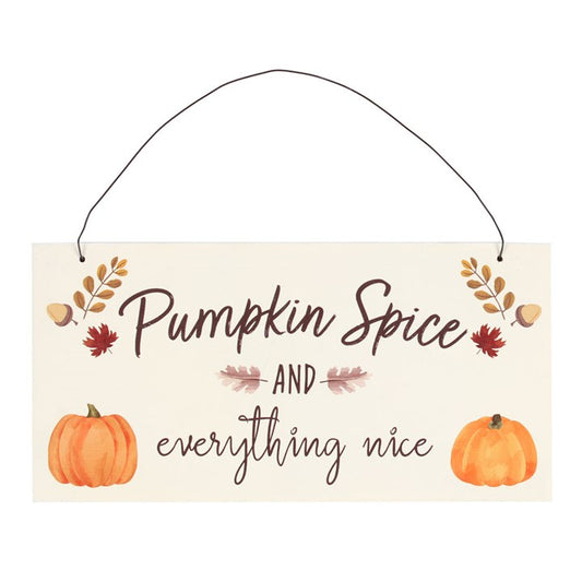 20cm Pumpkin Spice Hanging Sign featuring 'Pumpkin Spice and Everything Nice' for cosy autumn pumpkin décor