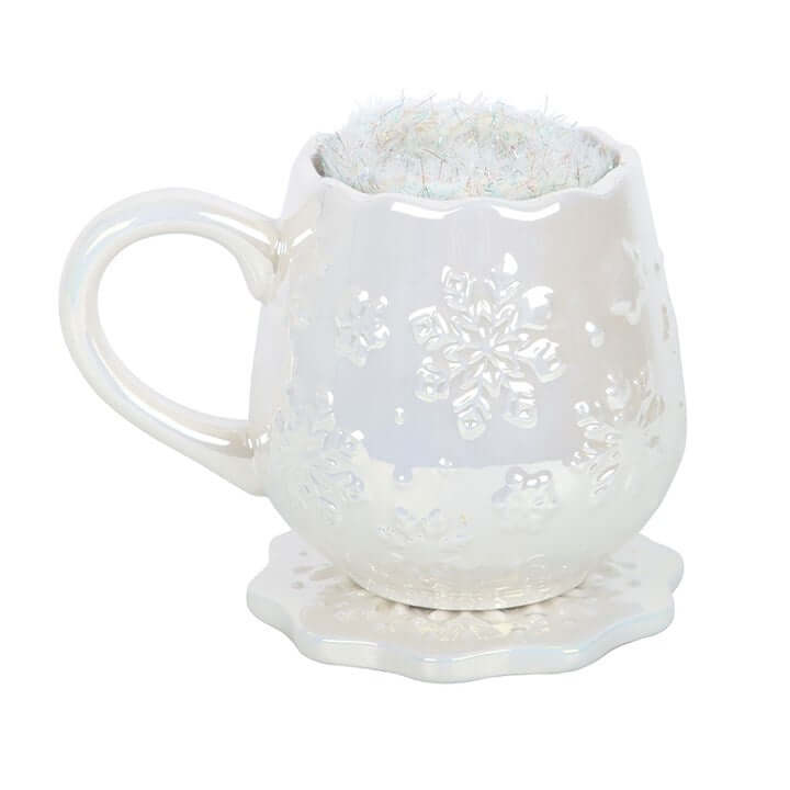 Iridescent Snowflake Mug, Coaster and Socks Gift Set 470ml