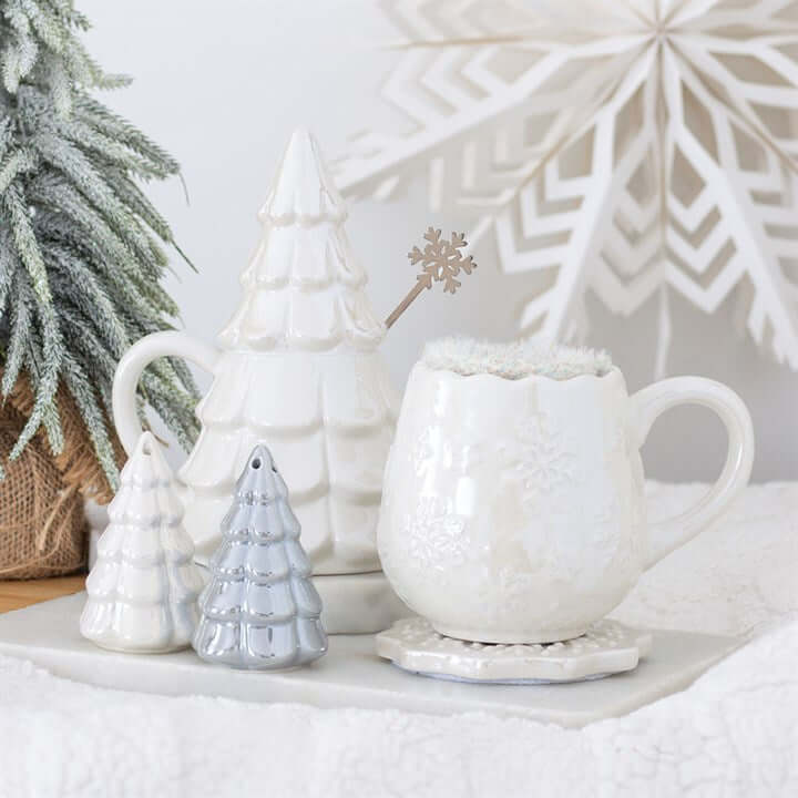 Iridescent Snowflake Mug, Coaster and Socks Gift Set 470ml