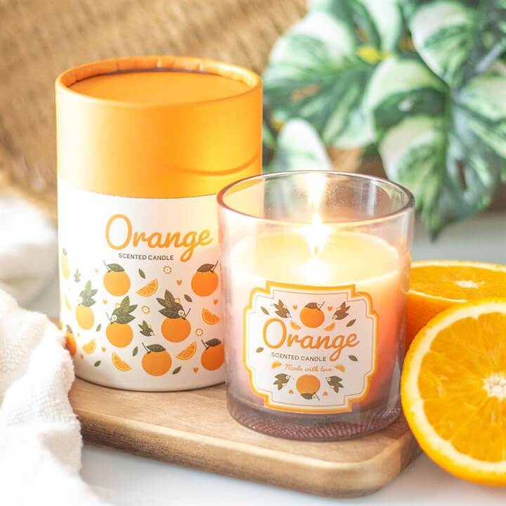 Brighten your home with the Orange Scented Candle, beautifully designed and perfect for gifting, with a 25-hour burn time.