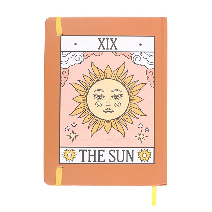 The Sun Vintage Tarot A5 Notebook features a charming tarot card design, ideal for journaling and note-taking.