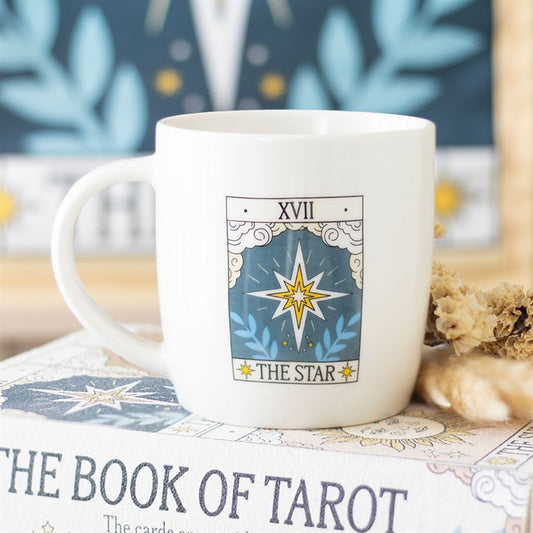 The Star Vintage Tarot Mug showcases a beautiful tarot card design, perfect for your morning brew.