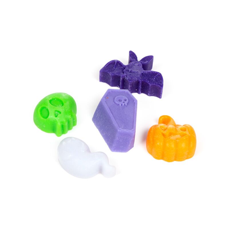 Spooky handmade wax melts set of 5: skull, ghost, coffin, bat and pumpkin, Toffee Apple scented.