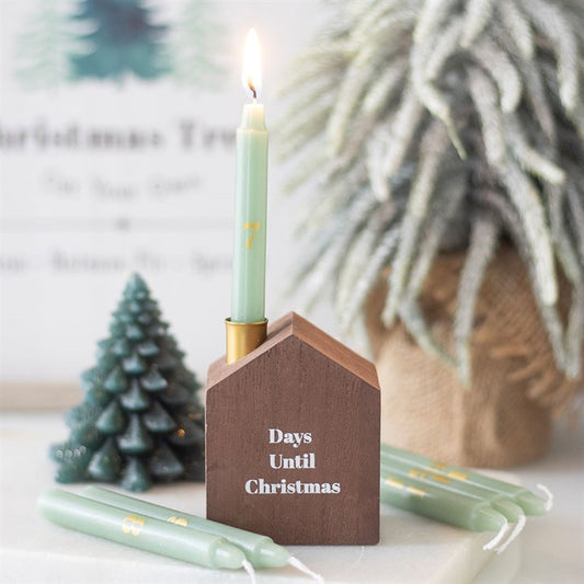 Set of 24 Mini Advent Candles with Holder- Unscented, perfect for a traditional Christmas countdown in style.