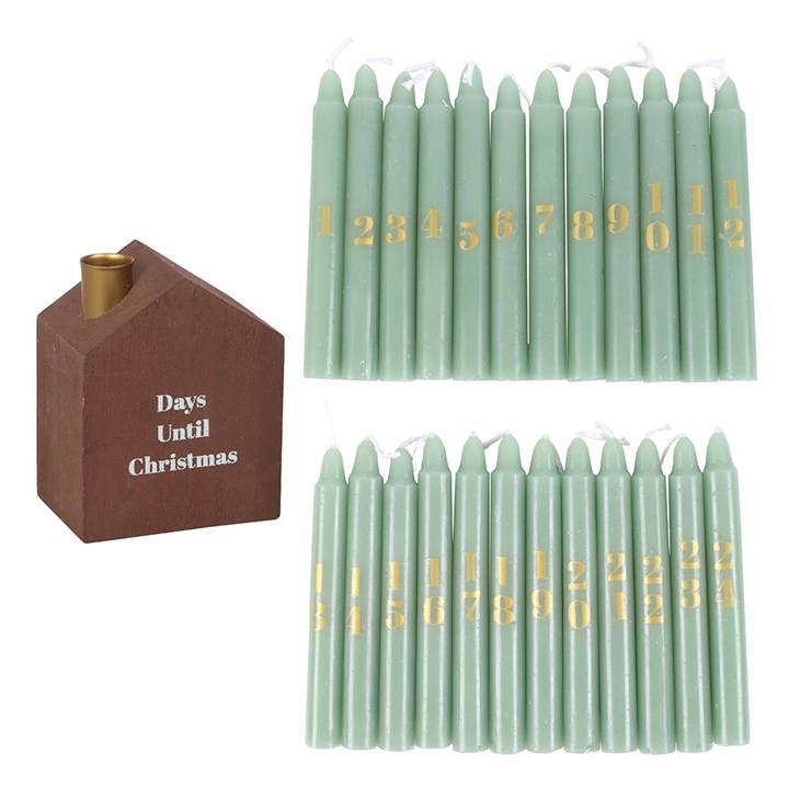 Set of 24 Mini Advent Candles with Holder- Unscented for a charming December countdown, perfect for festive celebrations.