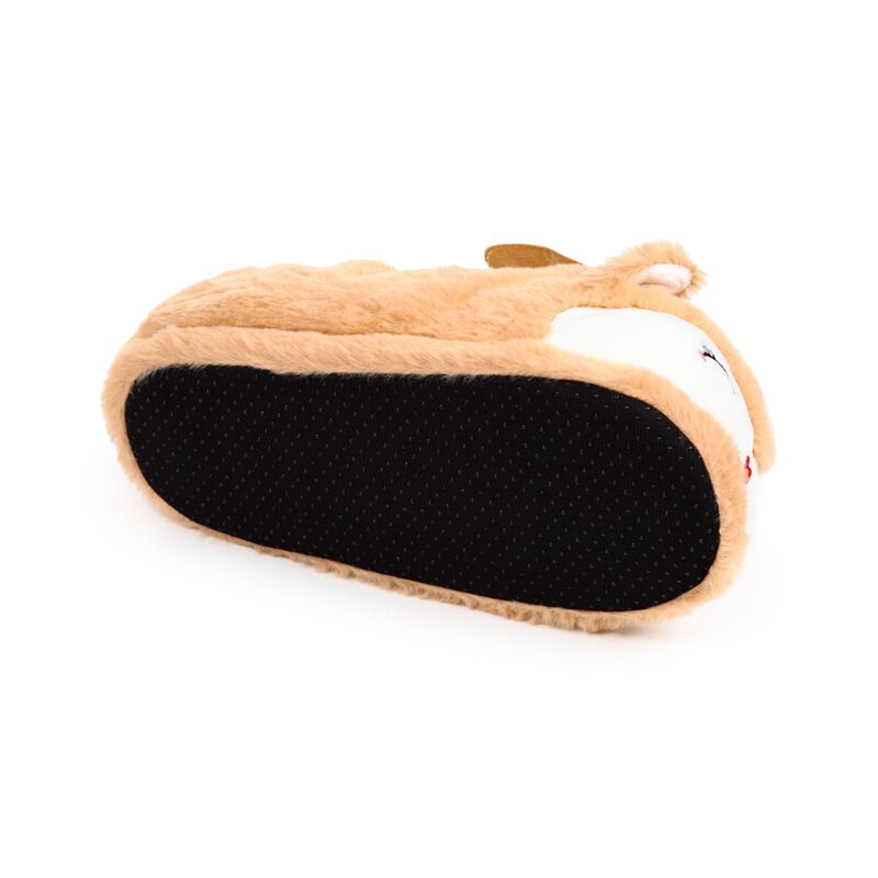 Plush Slippers Jingle Bunch Christmas Reindeer with cosy beige fur and black non-slip sole.