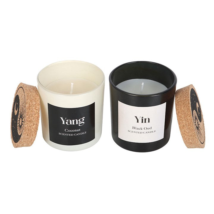 Set of 2 Yin Yang Black Oud and Coconut Candles, perfect for balancing scents in your home. Ideal for all moods.