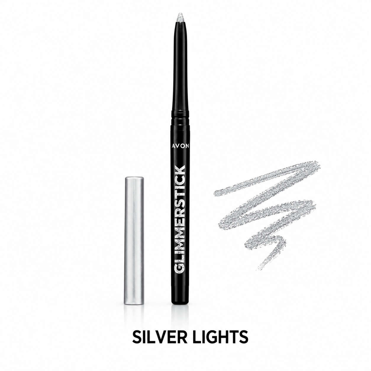 Avon silver lights on a white background eyeliner