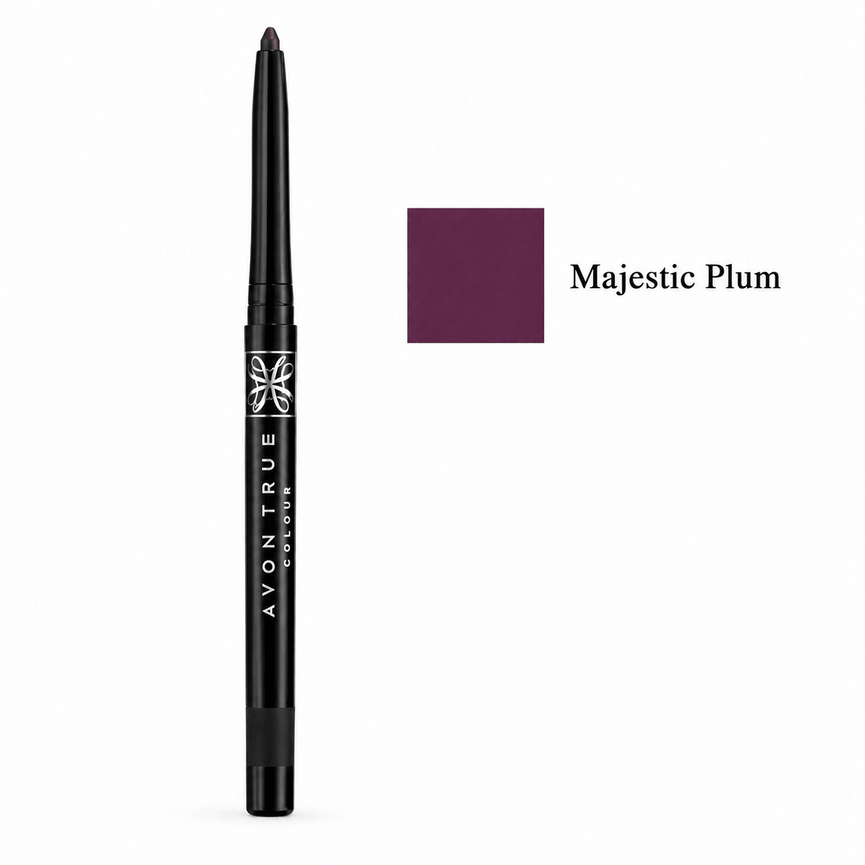 Avon True Colour Glimmerstick Eyeliner in Majestic Plum with plum shade swatch