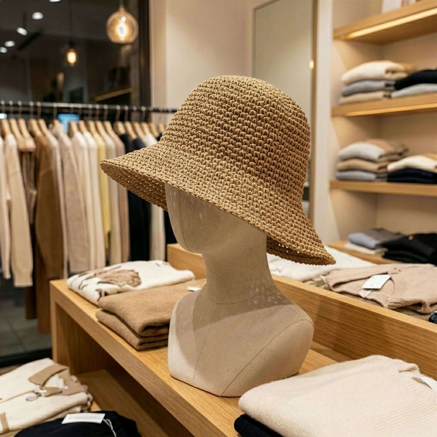 Nomad Sari Floppy Straw Sun Hat Natural Coffee