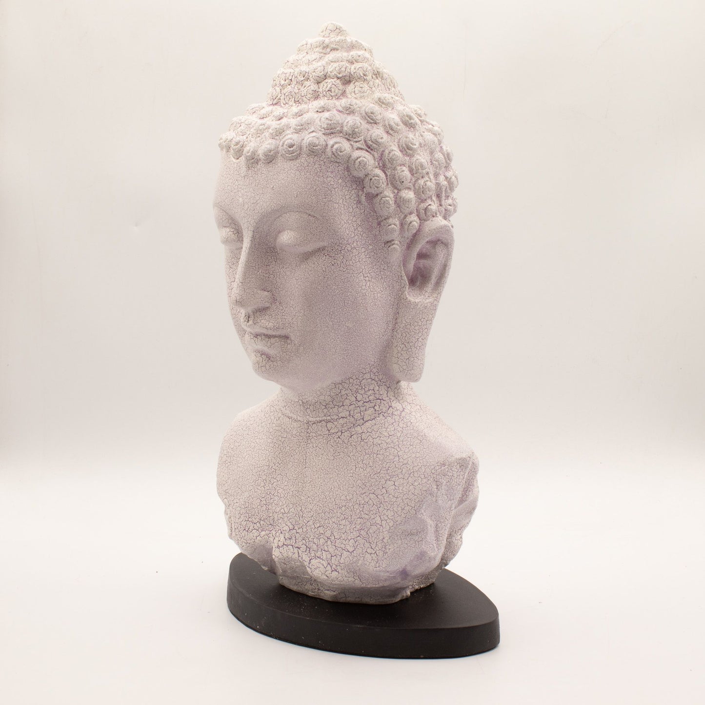Buddha Bust Lamp Lavender Crackle Oval Stand