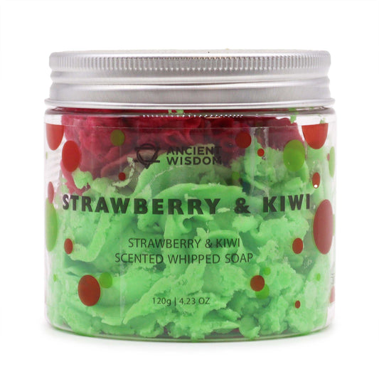 Strawberry & Kiwi whipped soap 120g in jar by Ancient Wisdom