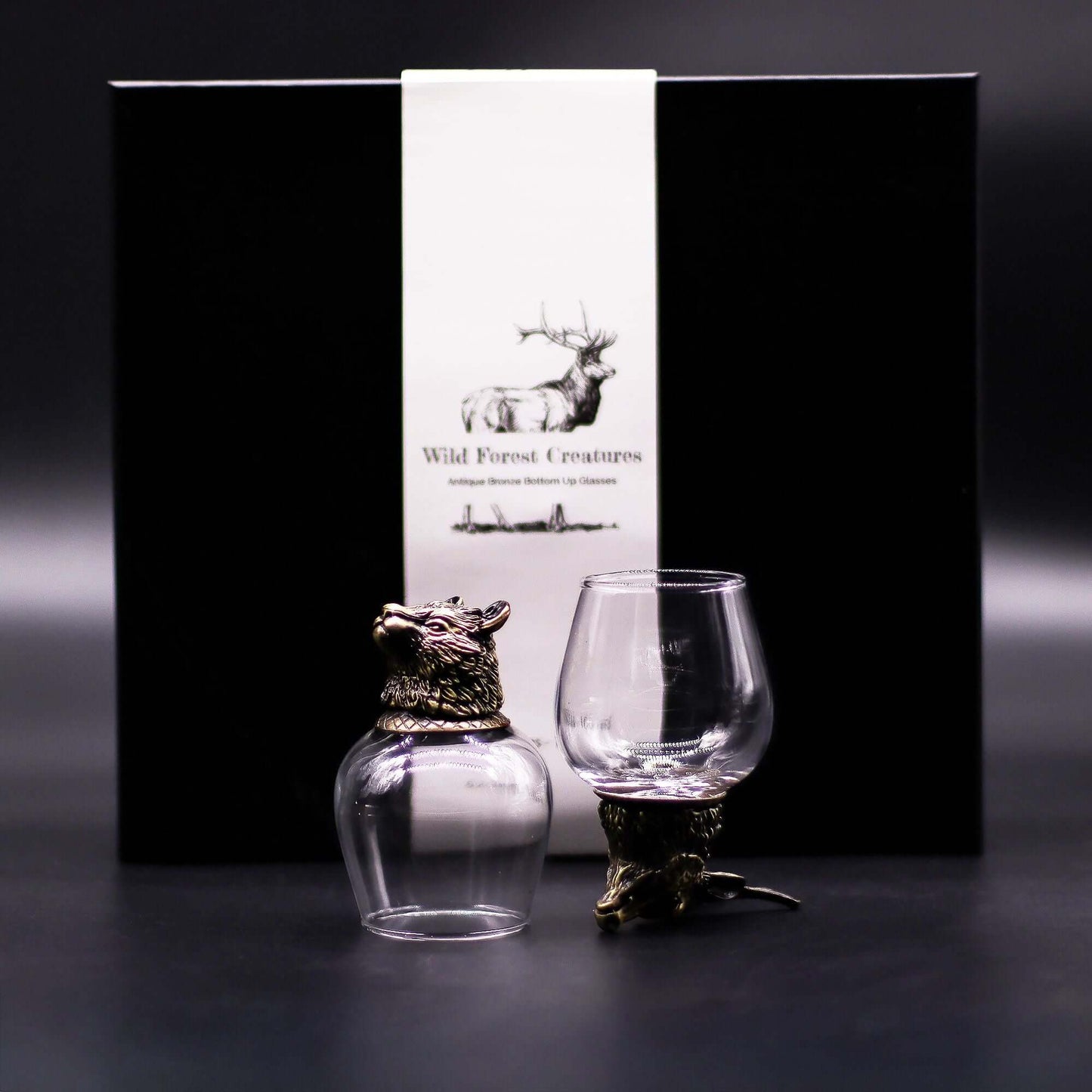 Wild Forest Creatures Shot Glass Set Antique Bronze