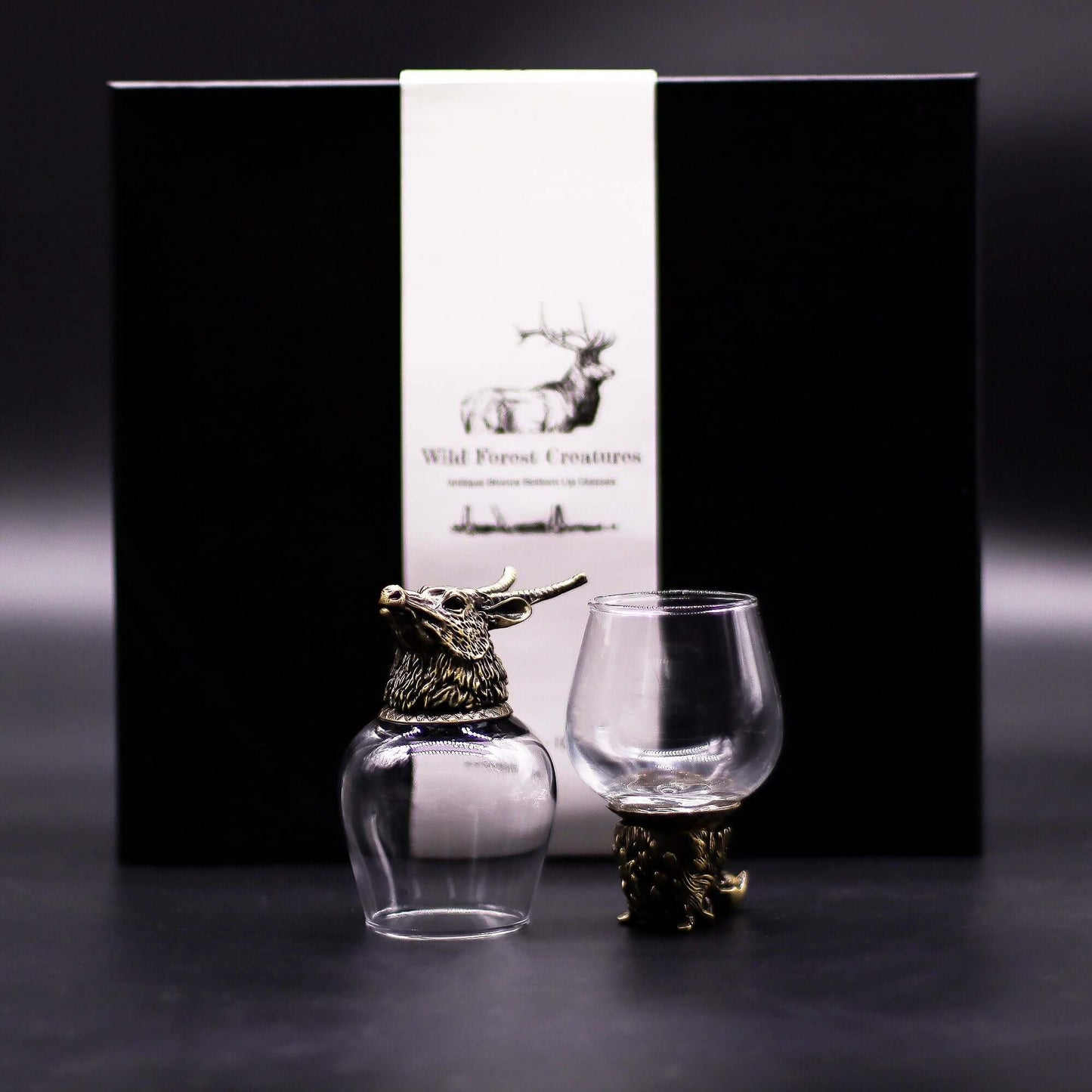 Wild Forest Creatures Shot Glass Set Antique Bronze