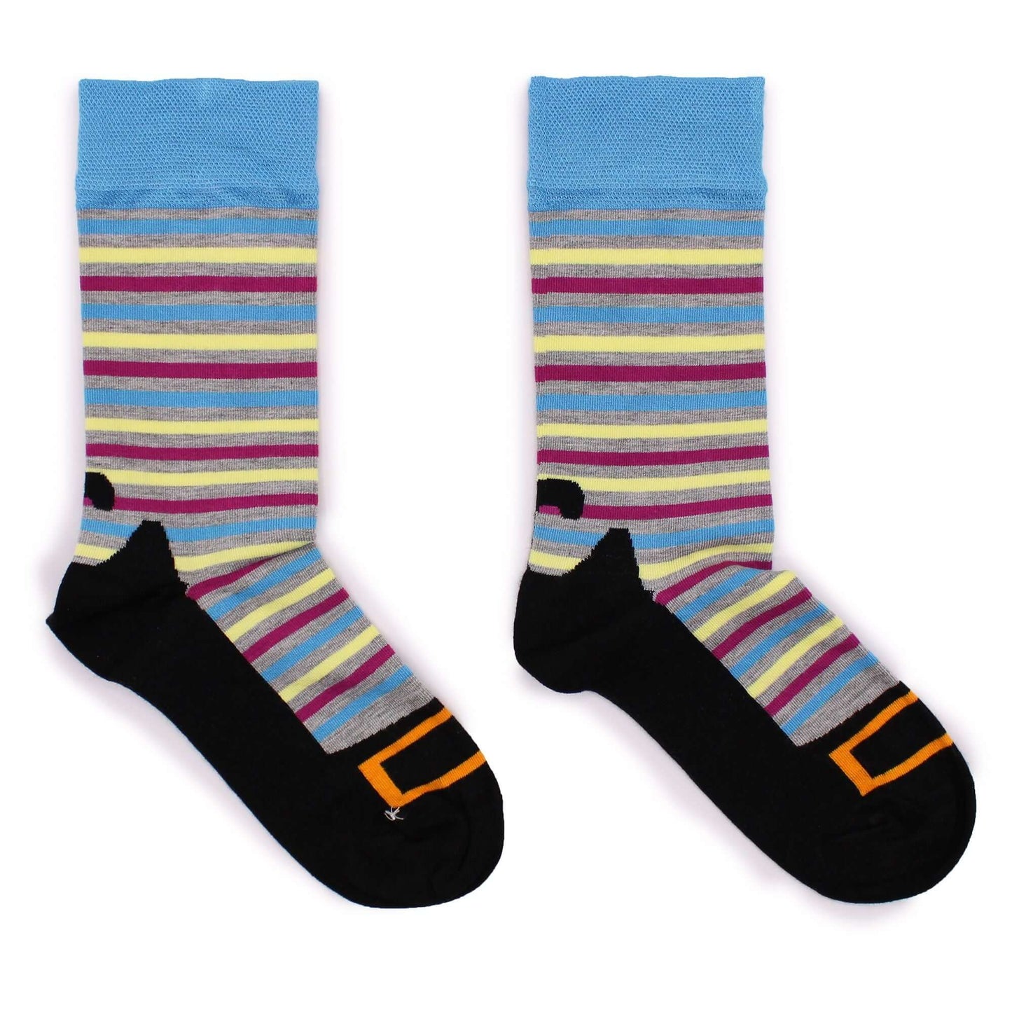 Hop Hare Bamboo Socks S/M - Hocus Pocus with colorful stripes and magical design elements.