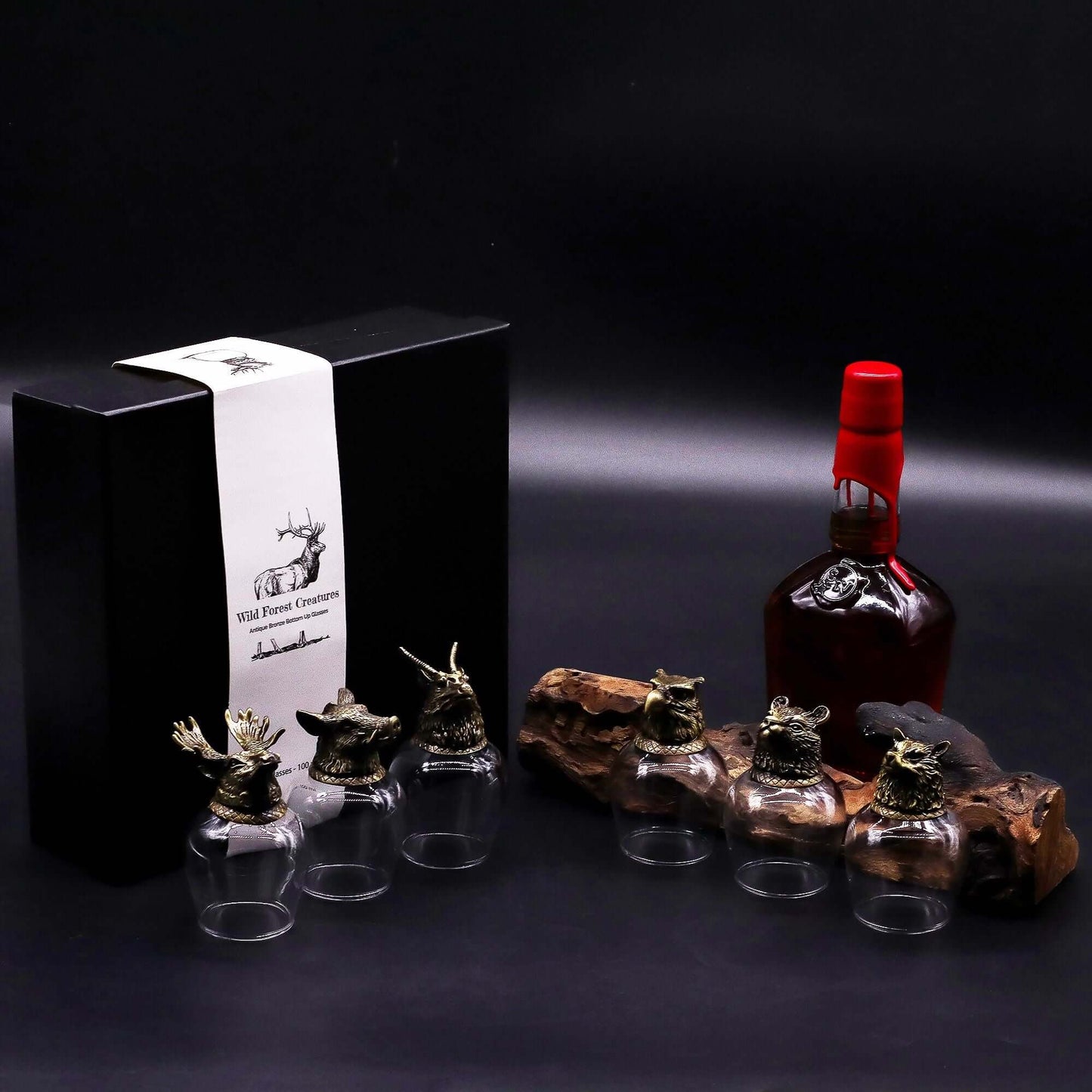 Wild Forest Creatures Shot Glass Set Antique Bronze