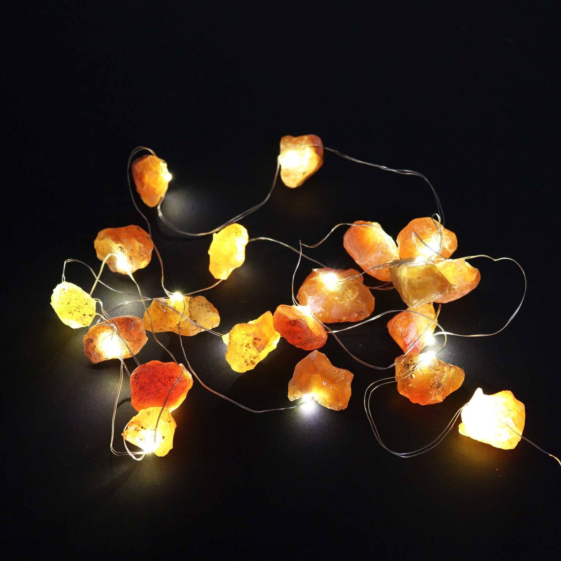 Orange Jade Gemstone Lights Crystal LED Glow with radiant orange jade gems glowing