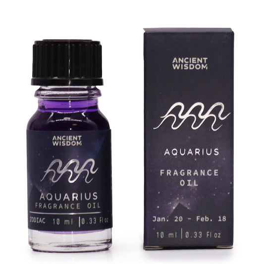Zodiac Fragrance Oil 10ml - AQUARIUS by Ancient Wisdom, dark oil with bio glitter for Aquarius energy.