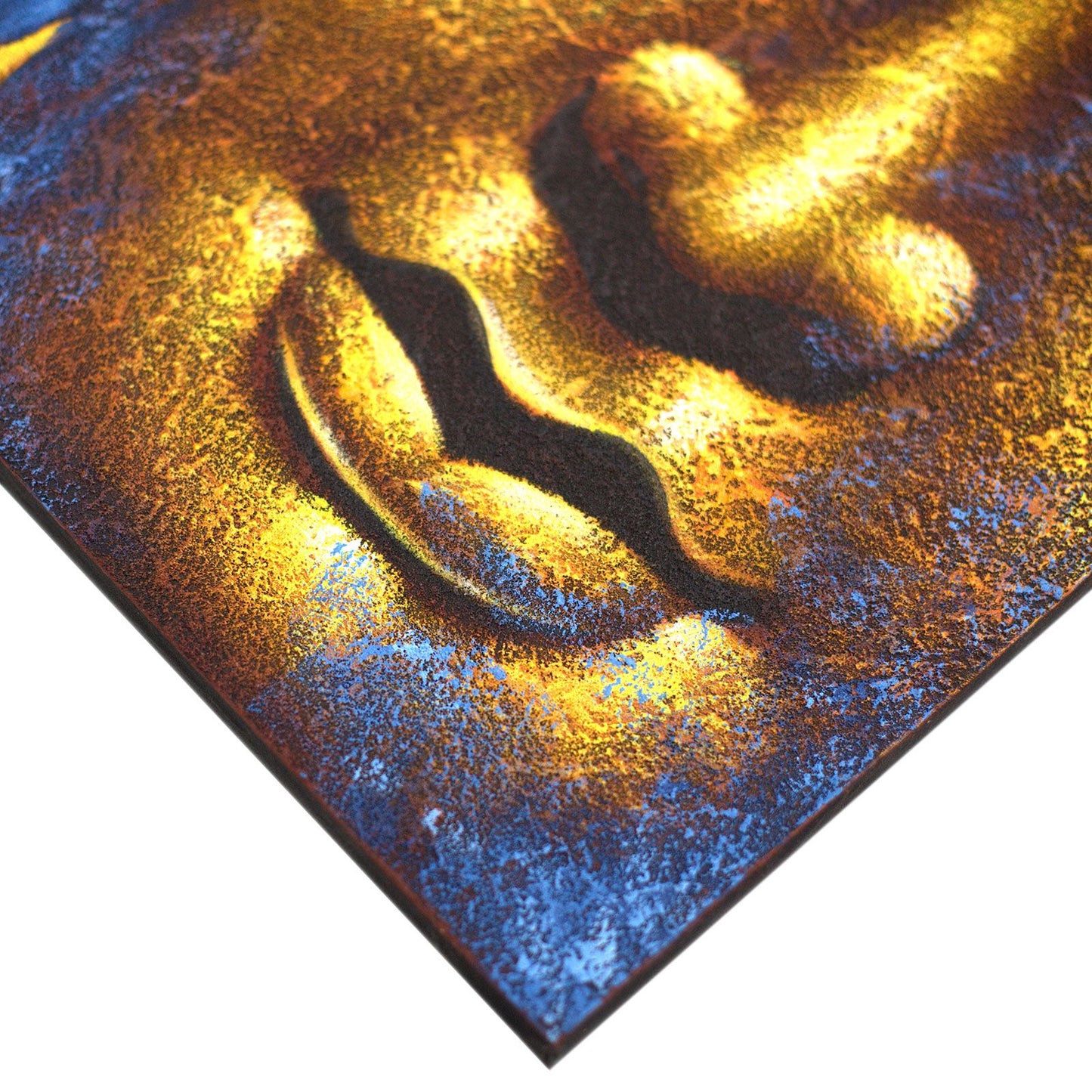 Buddha Painting - Gold Face canvas with lotus flower, Balinese handcrafted art for a tranquil living space.
