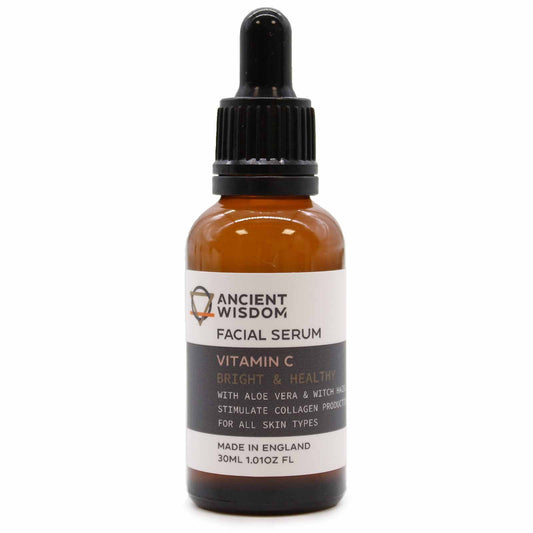 Ancient Wisdom Vitamin C Face Serum – bright, healthy skin with Aloe Vera & Witch Hazel, Made in England.