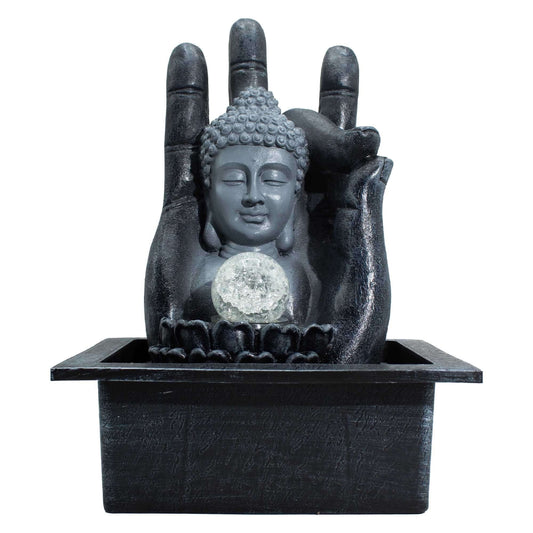 Tabletop Water Feature Buddha Head in Hand Indoor Fountain