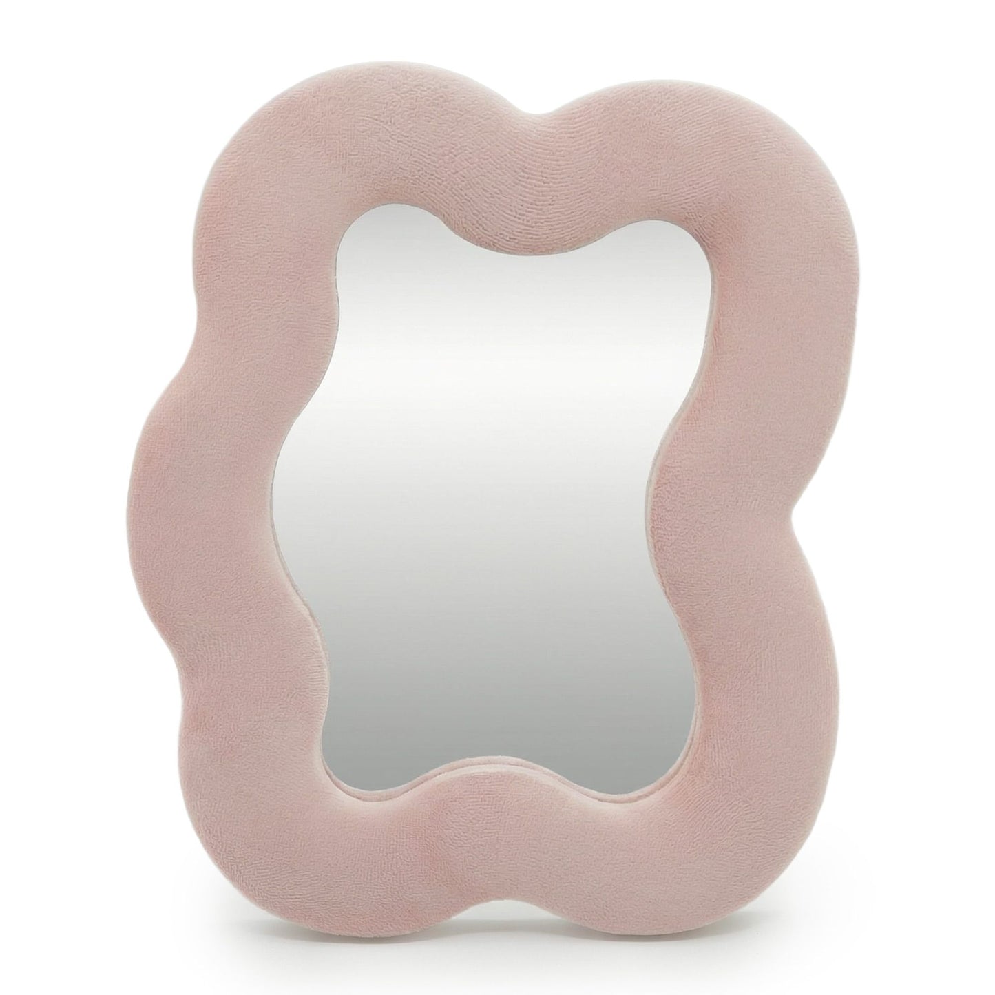 Pink textured mirror on a white background