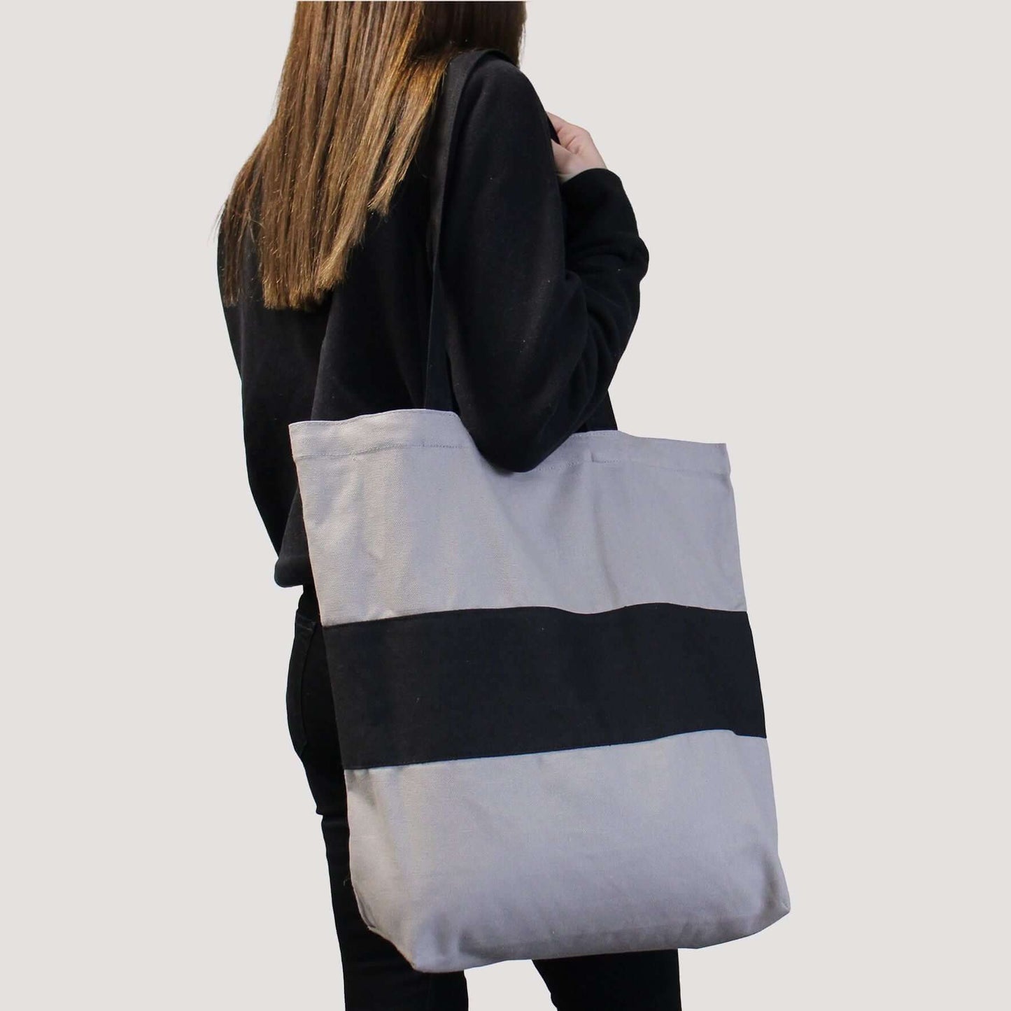 Two Tone Cotton Bag Blue Natural