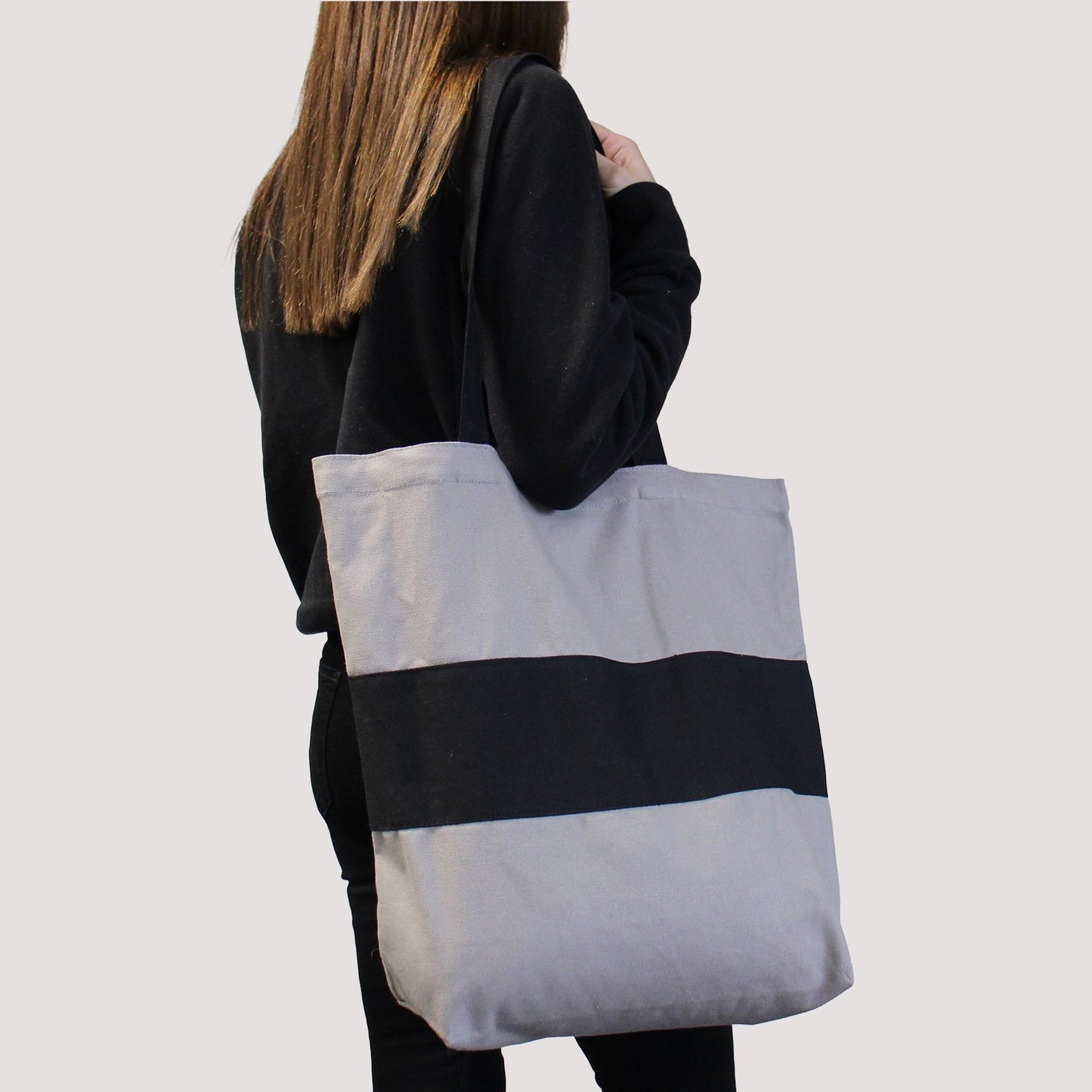 Two Tone Cotton Bag Grey Black