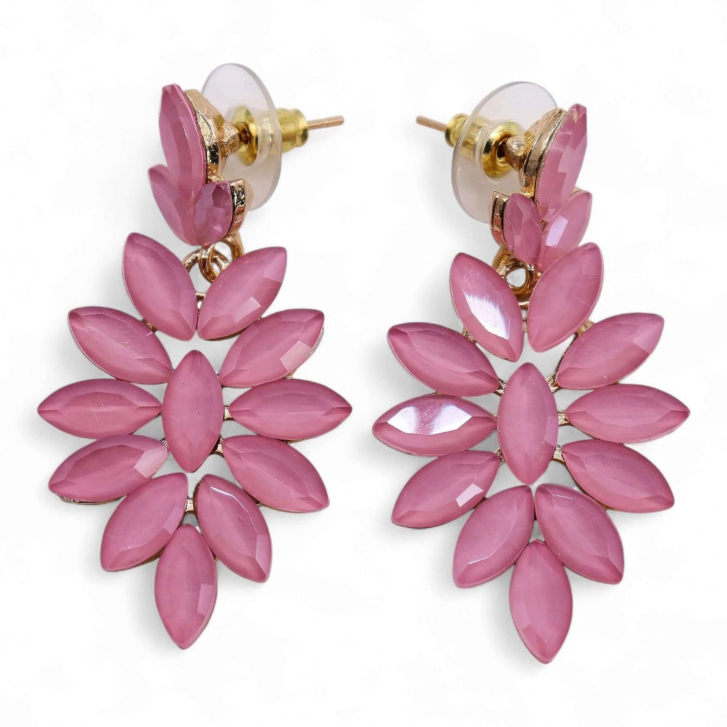 Soft Pink Vintage Glass Long Drop Earrings