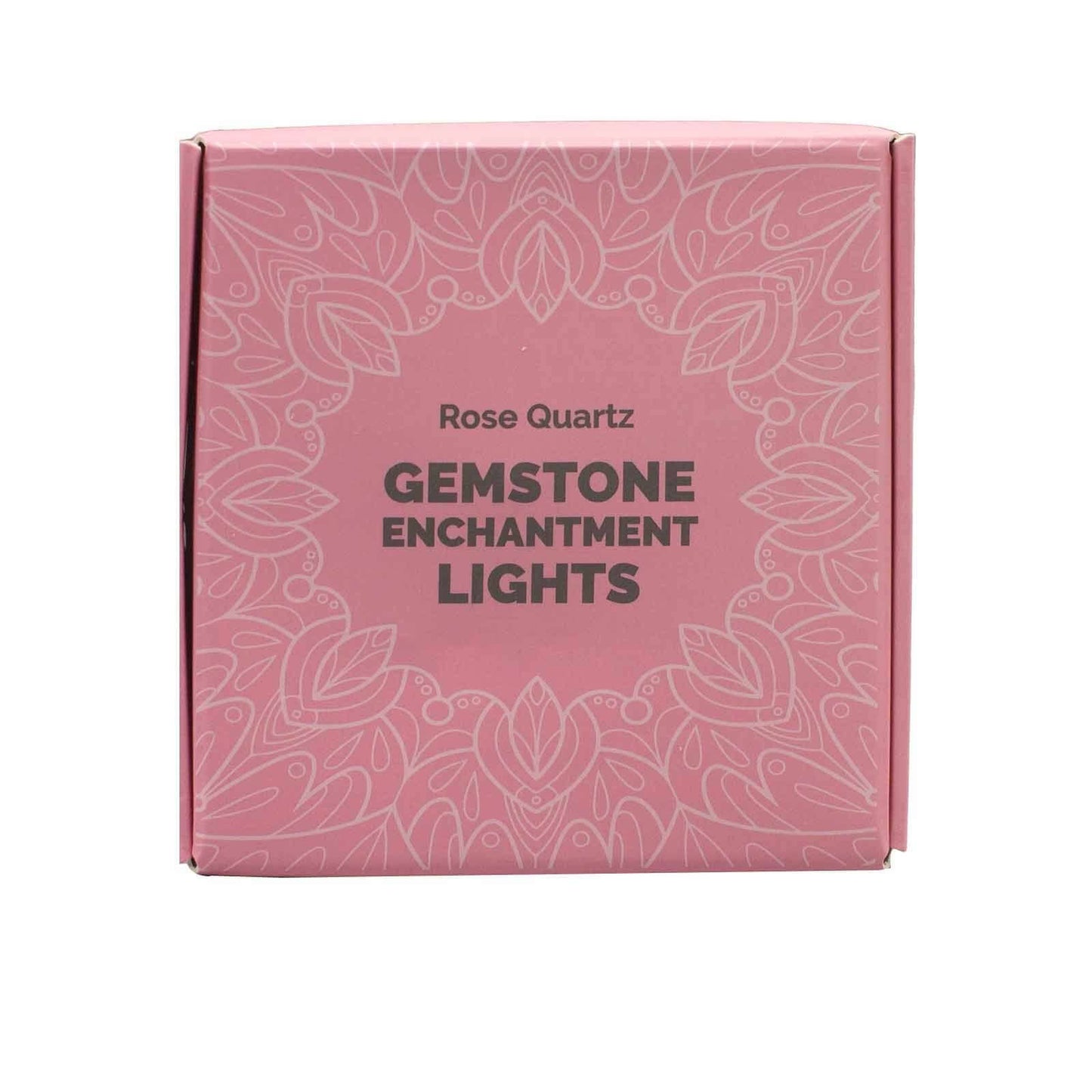 Rose Quartz Gemstone Enchantment Lights USB Powered product packaging box with floral design