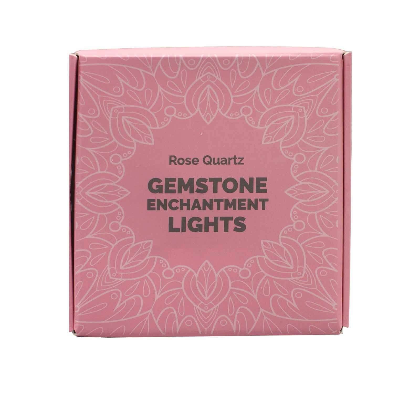 Rose Quartz Gemstone Enchantment Lights USB Powered product packaging box with floral design