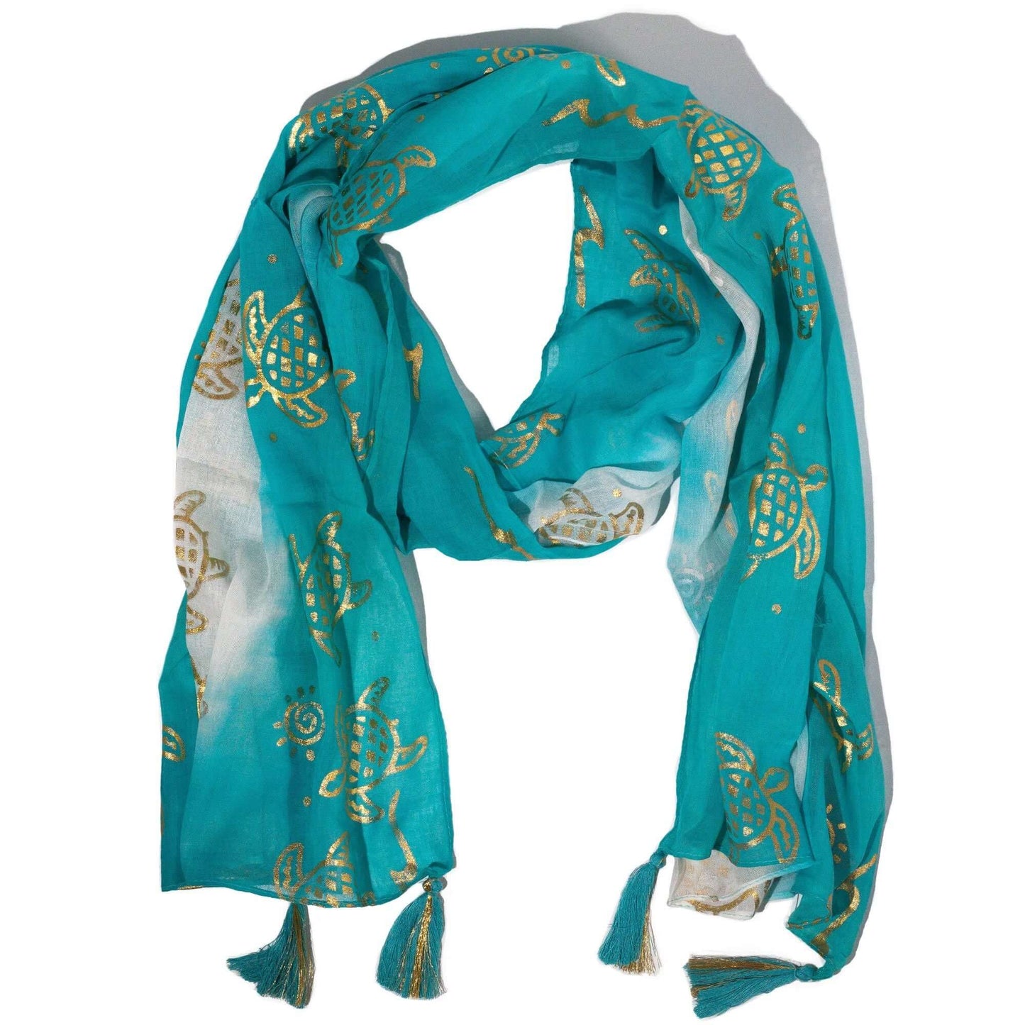 Nomad Sari Summer Turtle Print Scarf Turquoise 180x50cm