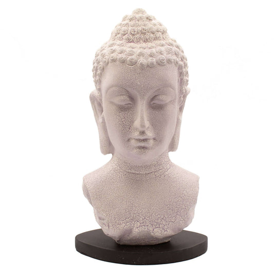 Buddha Bust Lamp Lavender Crackle Oval Stand