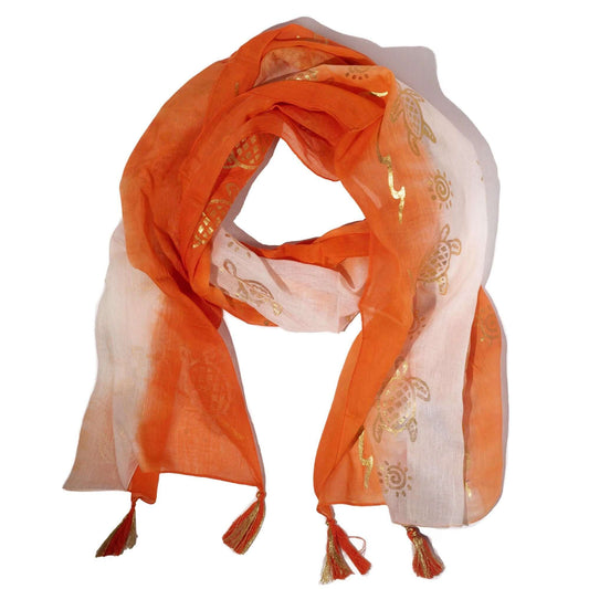 Nomad Sari Summer Turtle Print Scarf Coral 180x50cm