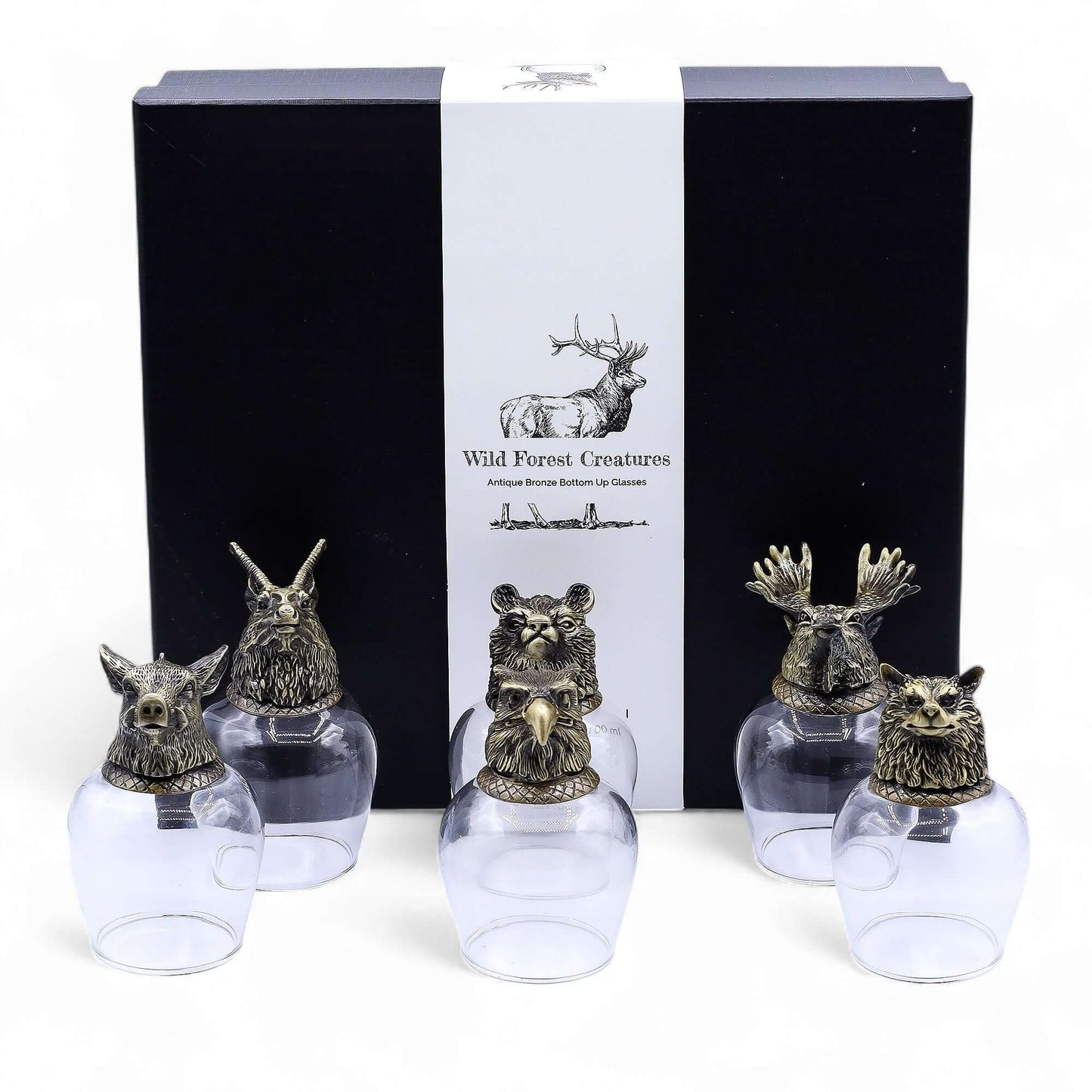 Wild Forest Creatures Shot Glass Set Antique Bronze