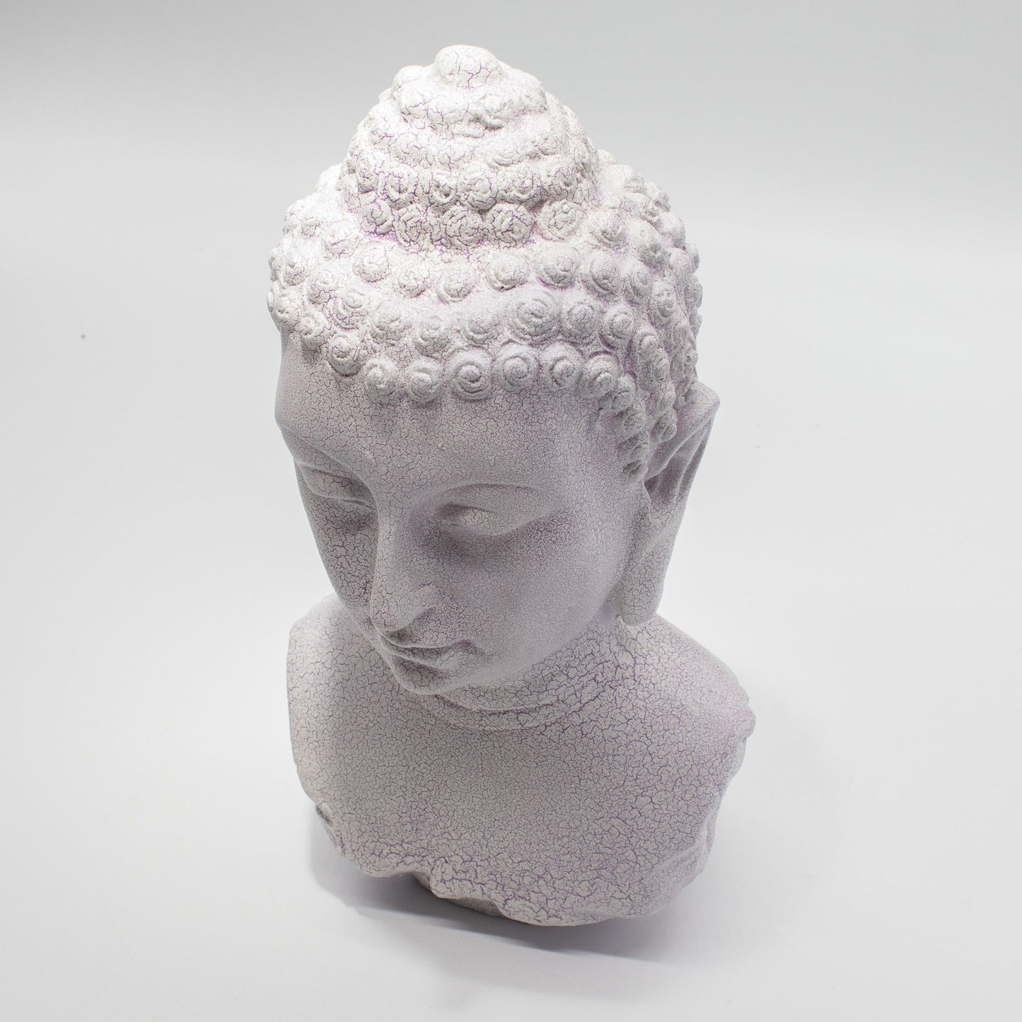 Buddha Bust Lamp Lavender Crackle Oval Stand