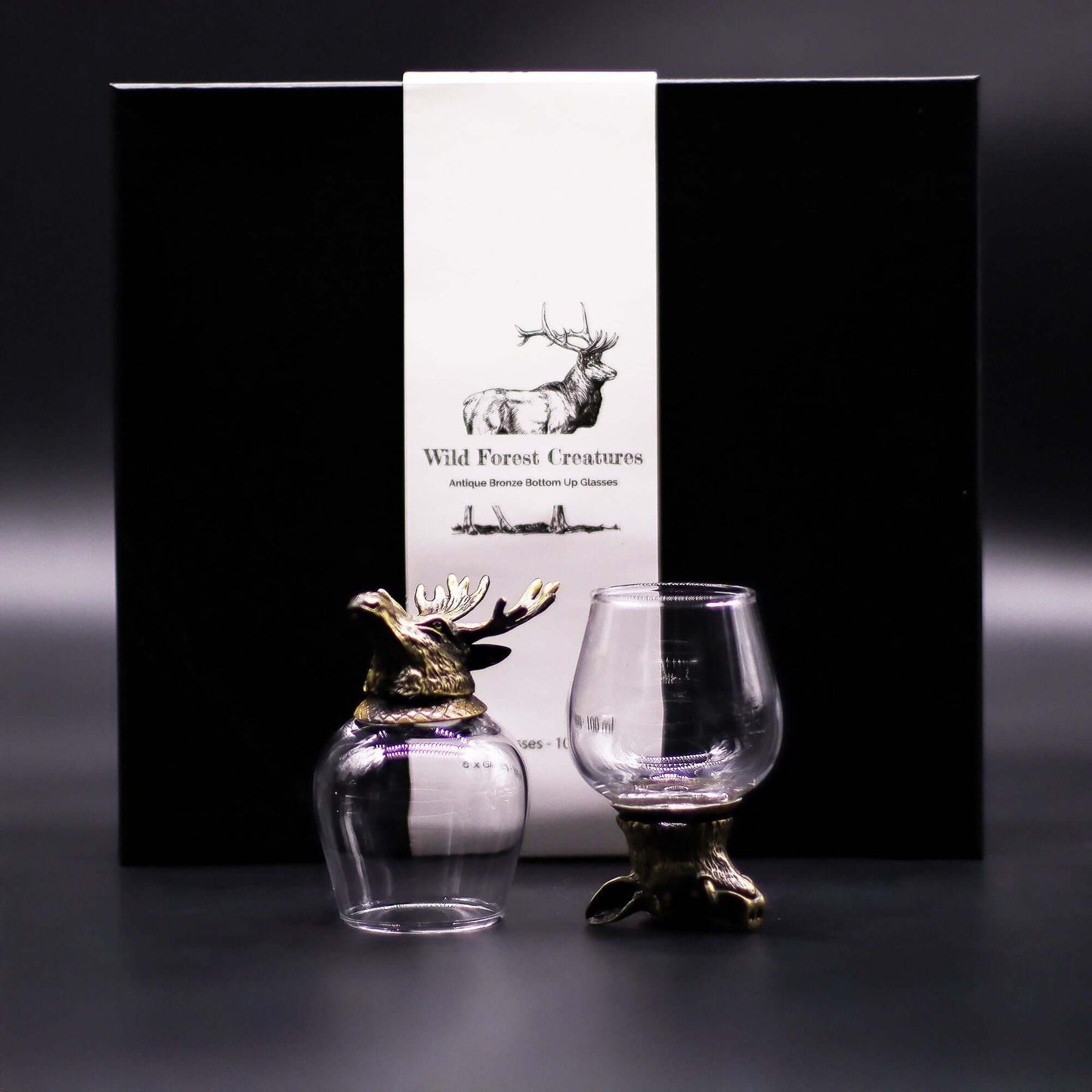 Wild Forest Creatures Shot Glass Set Antique Bronze