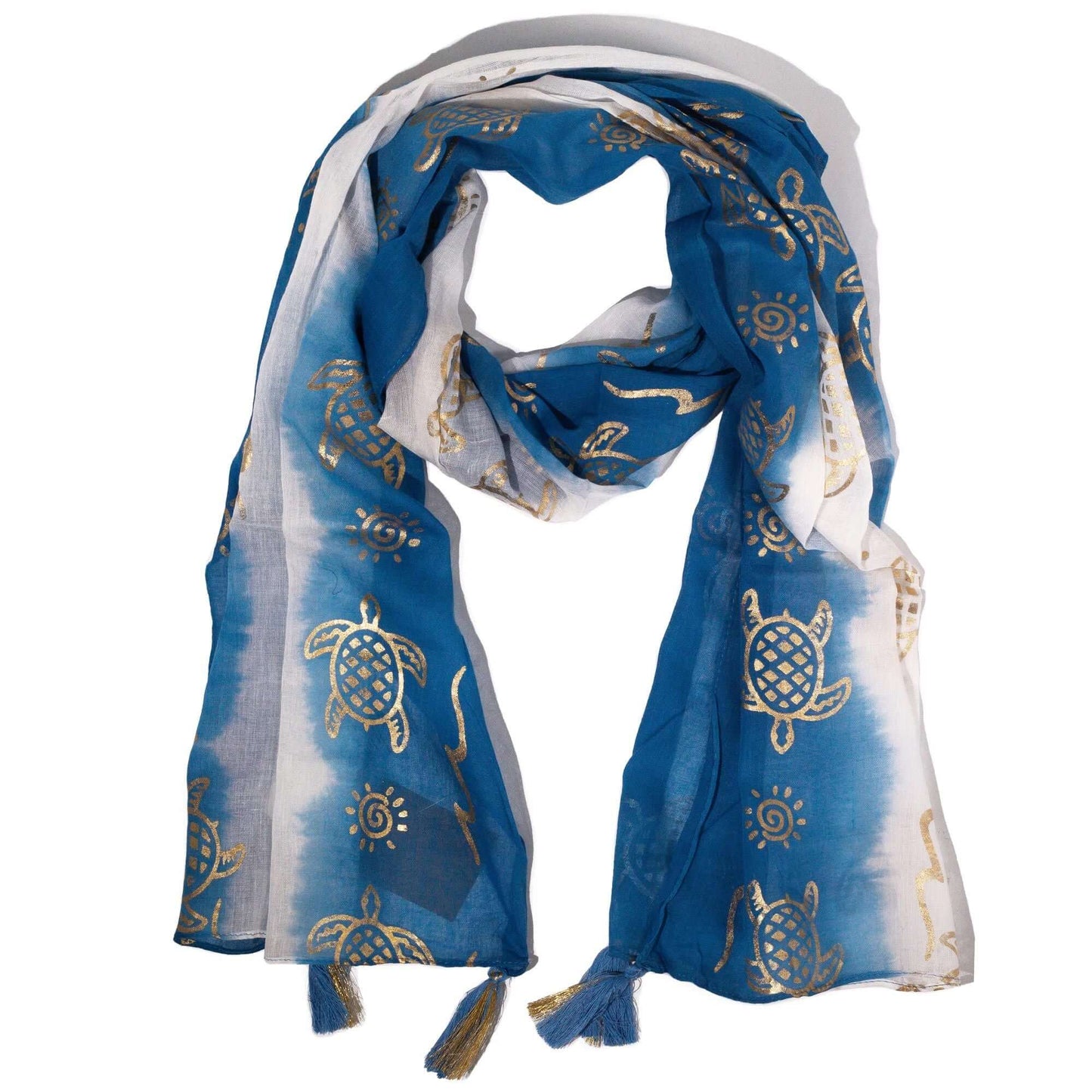 Nomad Sari Summer Turtle Print Scarf Sea Blue 180x50cm