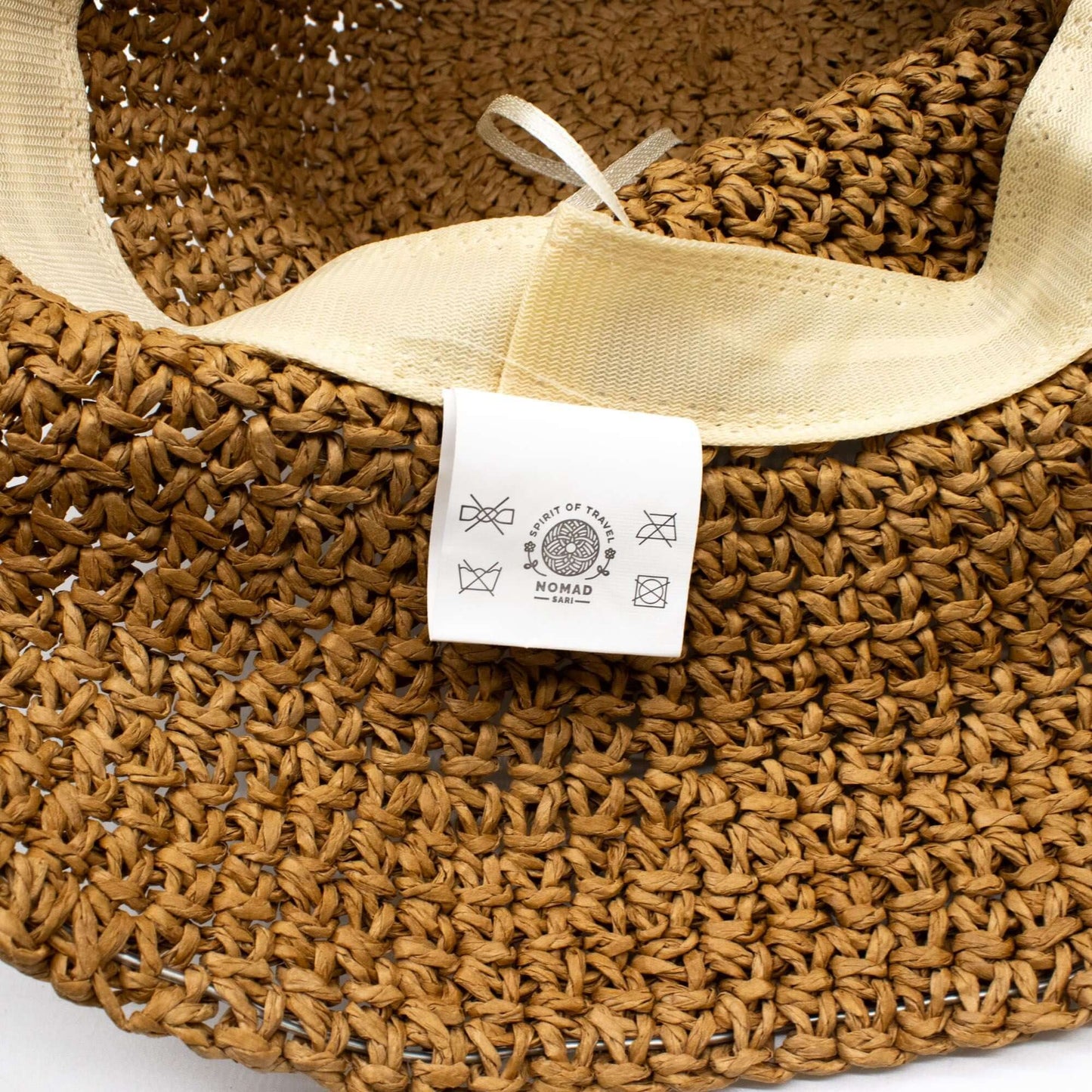 Nomad Sari Floppy Straw Sun Hat Natural Coffee