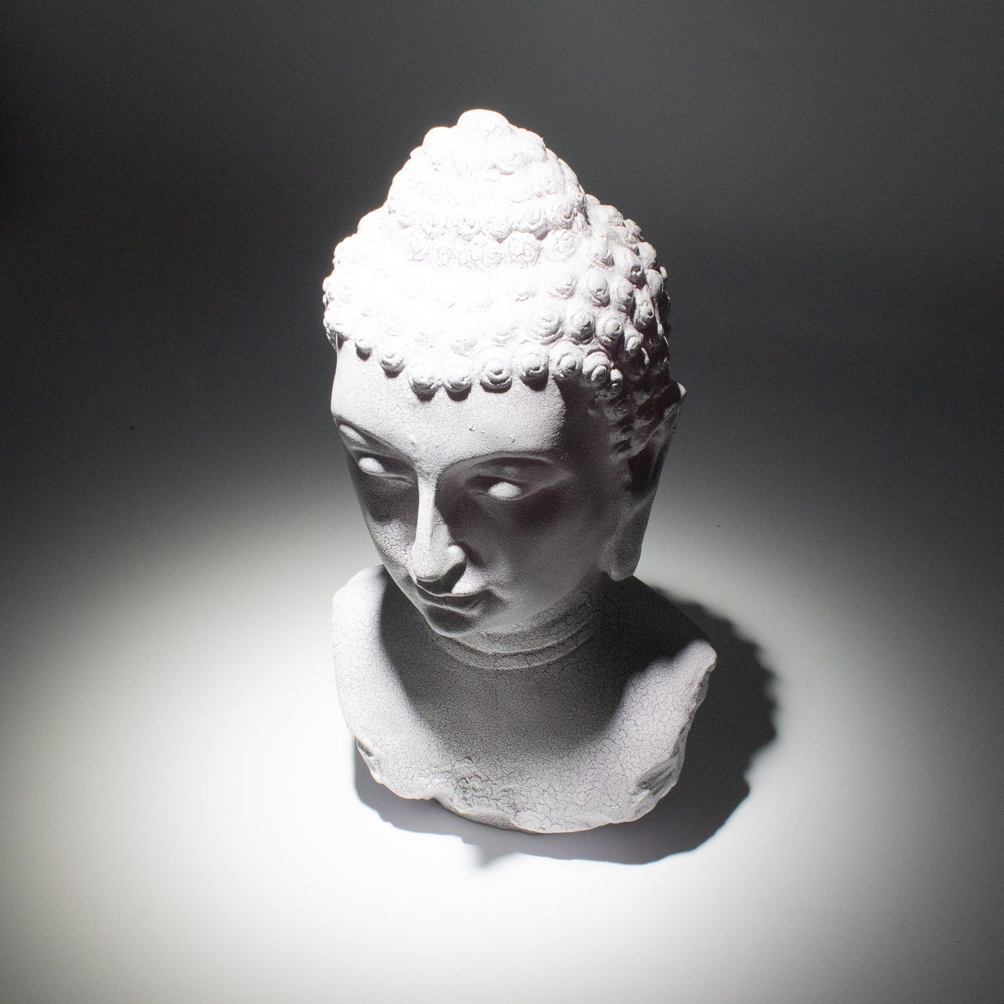 Buddha Bust Lamp Lavender Crackle Oval Stand