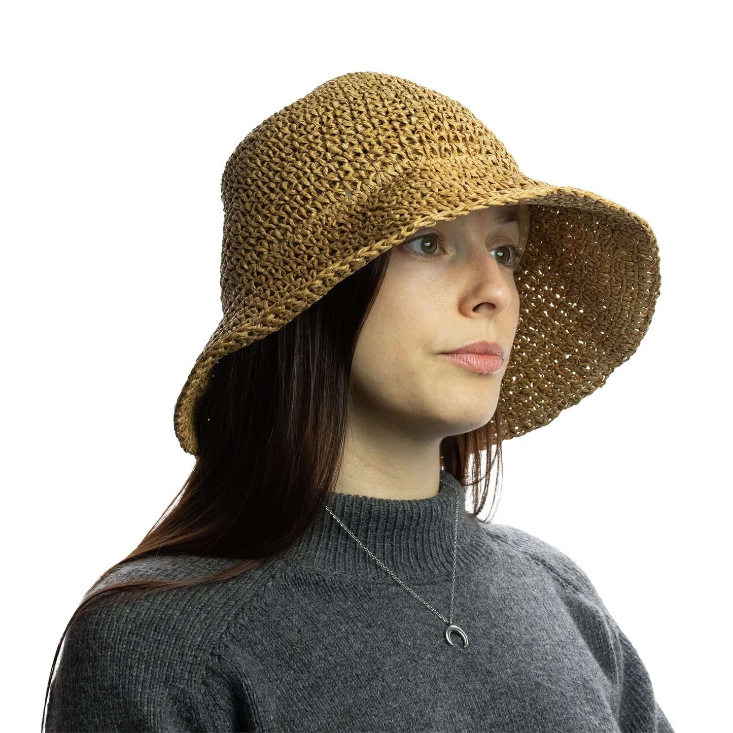 Nomad Sari Floppy Straw Sun Hat Natural Coffee