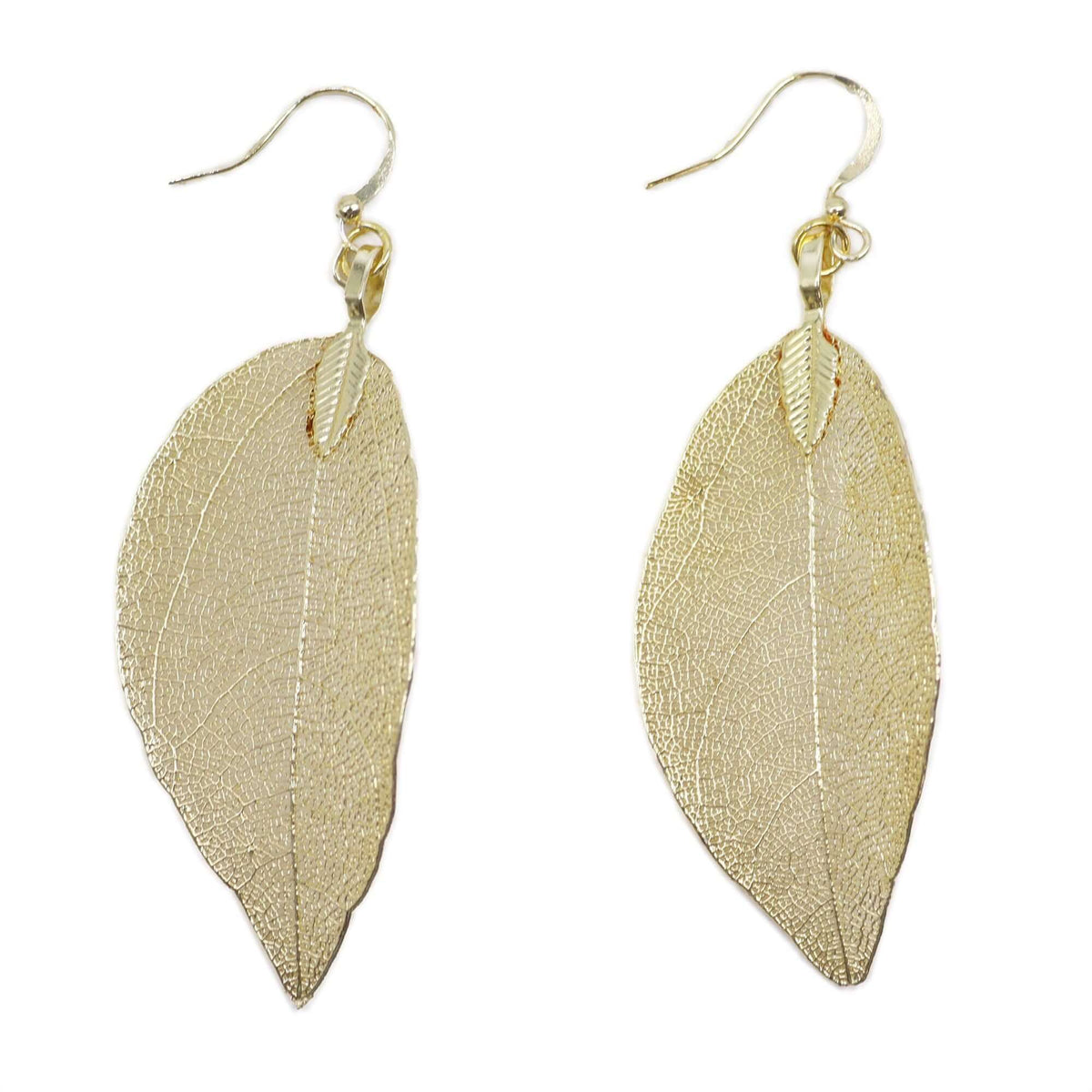 Bravery Real Leaf Earrings Gold