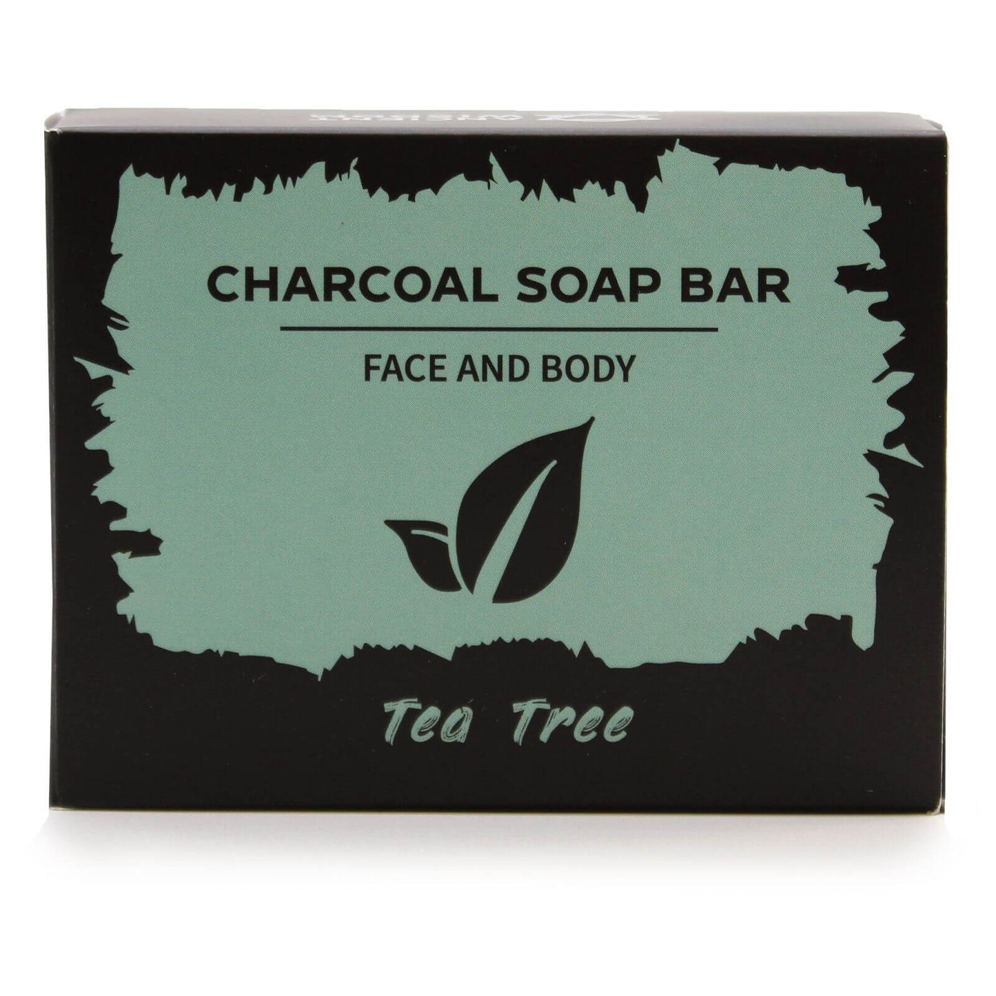 Charcoal Soap 85g - Tea Tree packaging, eco-friendly face and body soap bar with charcoal and tea tree ingredients.