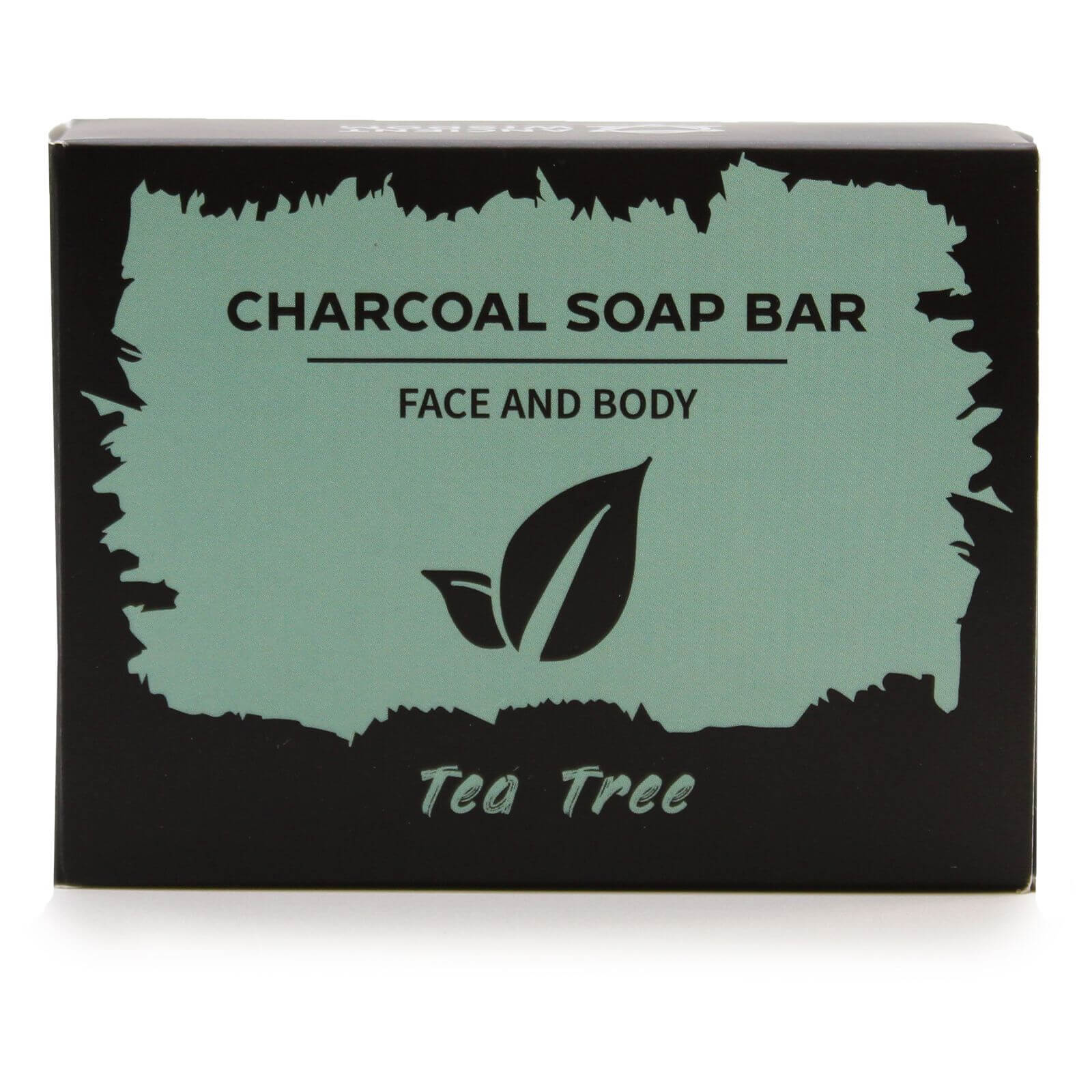 Charcoal Soap 85g - Tea Tree packaging, eco-friendly face and body soap bar with charcoal and tea tree ingredients.