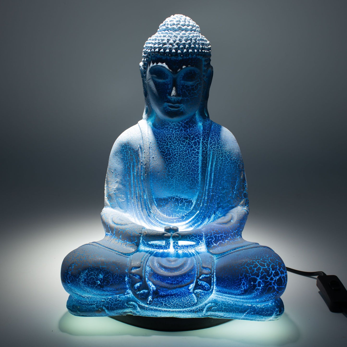 Meditation Buddha Lamp Sky Blue Oval Stand